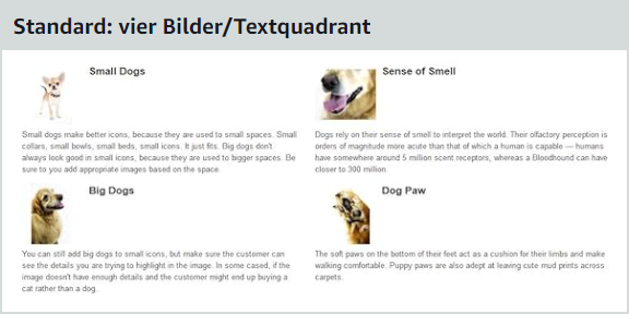 Standard A+ Content 4 Bilder/ Textquadrant